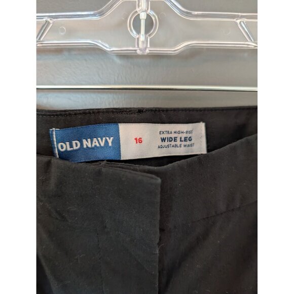 NWT Old Navy Extra High Poplin Taylor Wide-Leg Trouser Pants in Black Jack - 16 - Picture 5 of 9